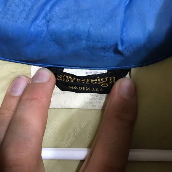 Vintage Blue Down Vest with Leather - Picture 5 of 8